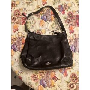 Kate Spade New York Black Pebbled Leather Hobo Shoulder Bag Silver Hardware